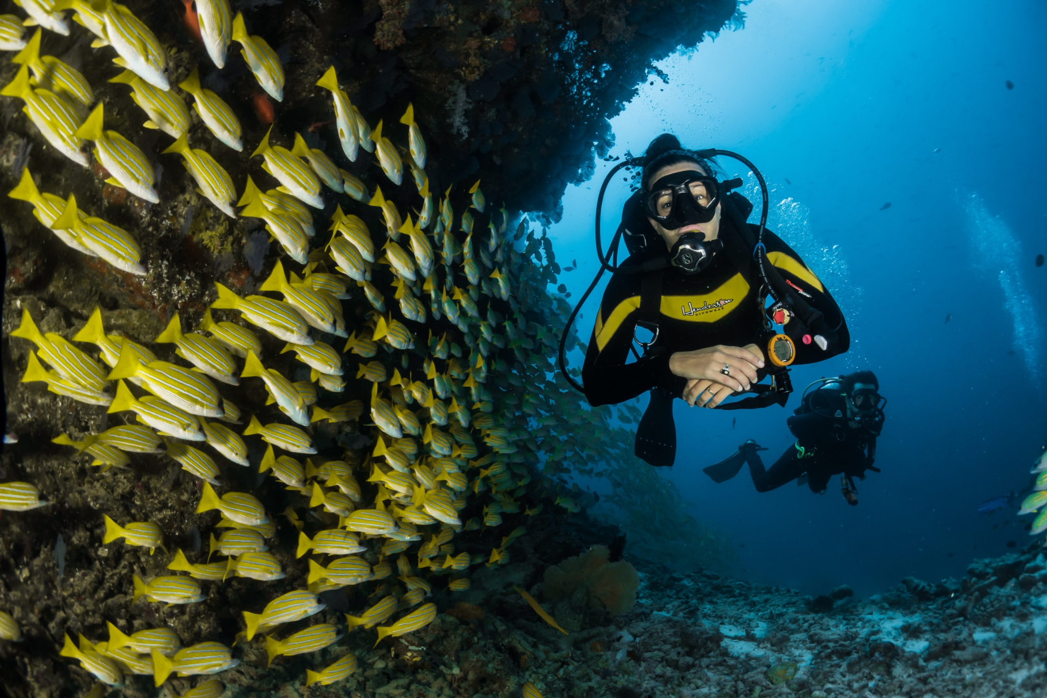 A woman diving in Cuba